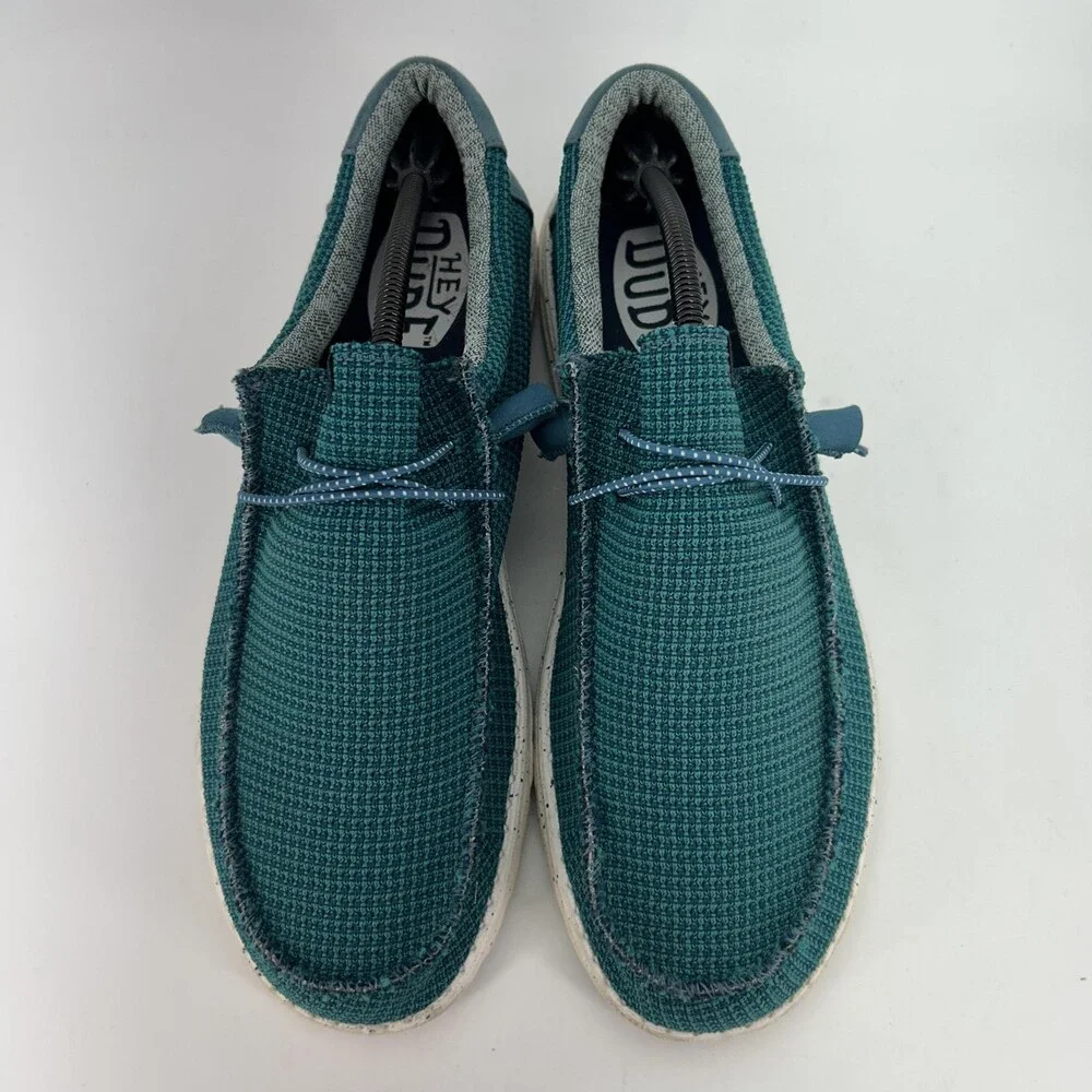Hey Dude Wally Sport Mesh Shoes Mens Size 13 Teal Slip On Casual Loafers